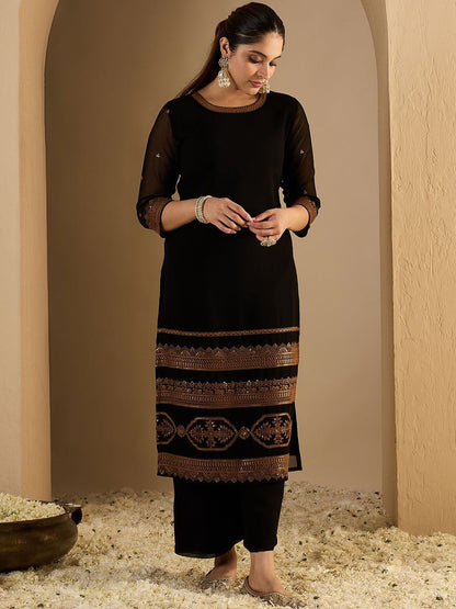 Women Ethnic Motifs Embroidered Kurta with Trousers & With Dupatta