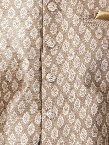 Men's Gold Silk Blend Straight Nehru Jacket
