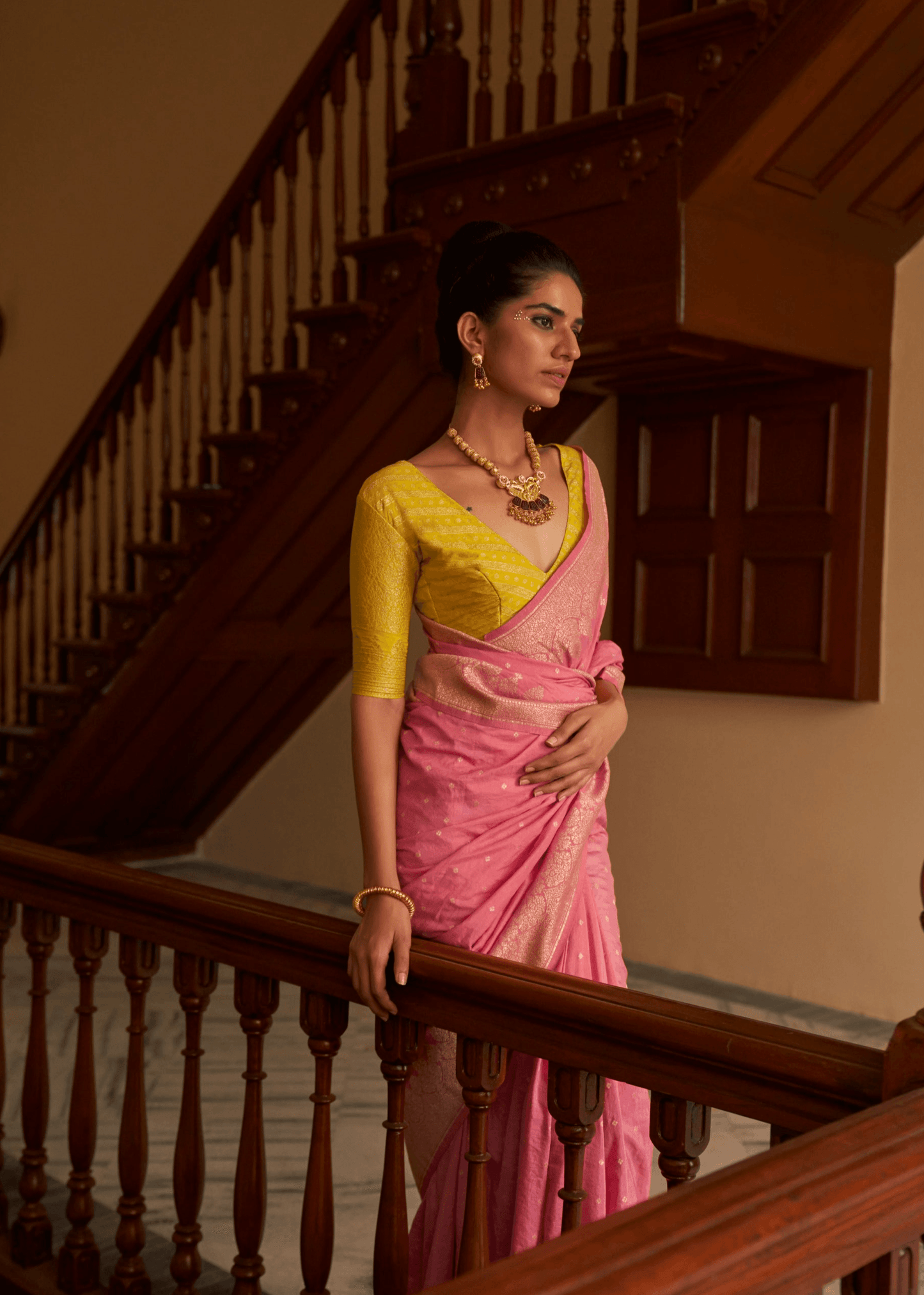 Dhiyona KM Women Pink Nylon Silk Saree-Timeless Elegance