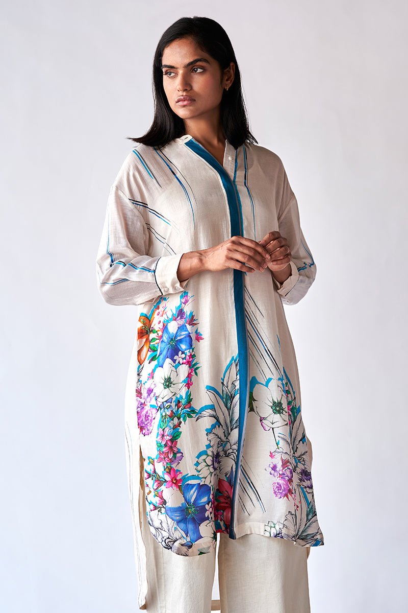 Women's Tofu Cream Bemberg Silk Co-ord Set