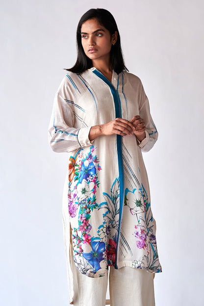 Women's Tofu Cream Bemberg Silk Co-ord Set