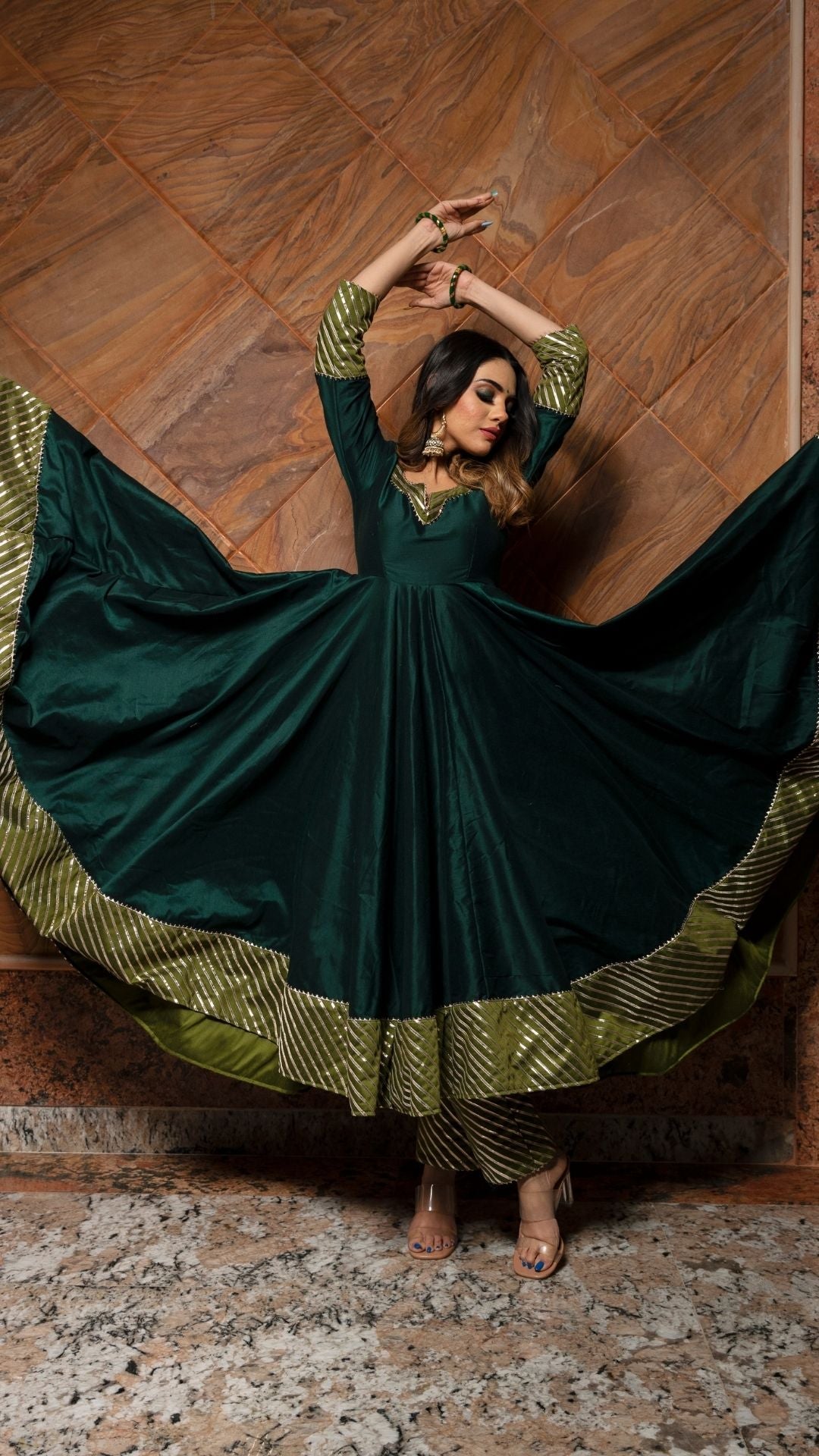 Jannat Dark Green Anarkali Set