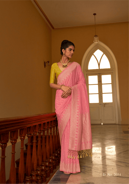 Dhiyona KM Women Pink Nylon Silk Saree-Timeless Elegance