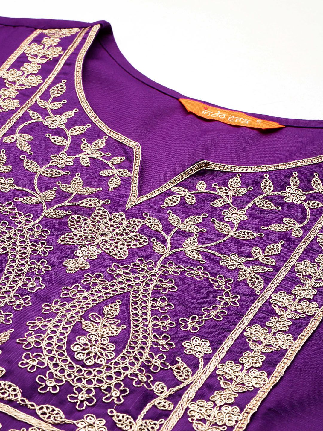Dhiyona IE Ethnic Motifs Embroidered Regular Liva Kurta with Trousers & Dupatta