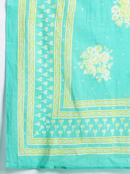 Dhiyona IE Floral Printed Pure Cotton Kurta with Trousers & With Dupatta