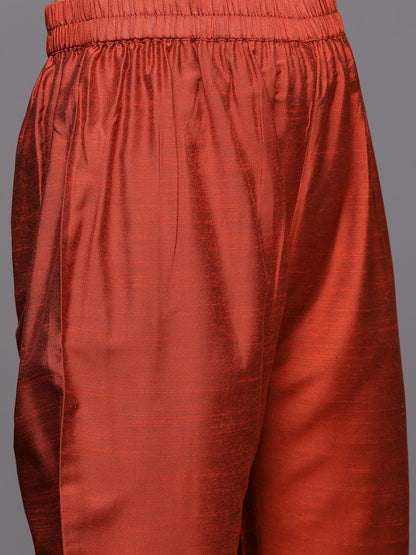 Dhiyona VA Women's Maroon Yoke Design Kurta with Trousers & With Dupatta