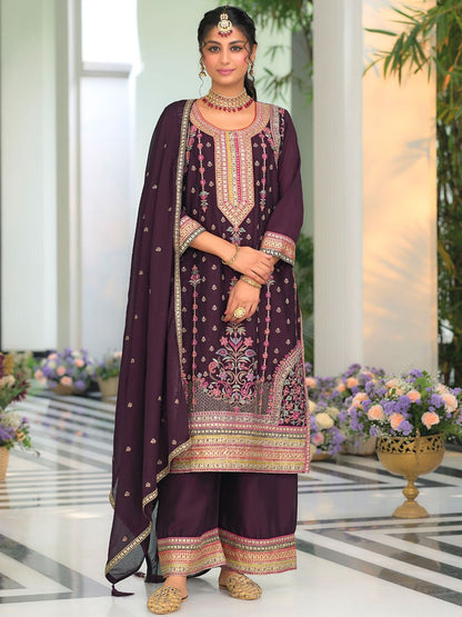 Dhiyona IE Women Ethnic Motifs Embroidered Regular Mirror Work Kurta with Palazzos & With Dupatta
