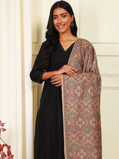 Dhiyona PA Paisley Embroidered Woollen Silk Shawl