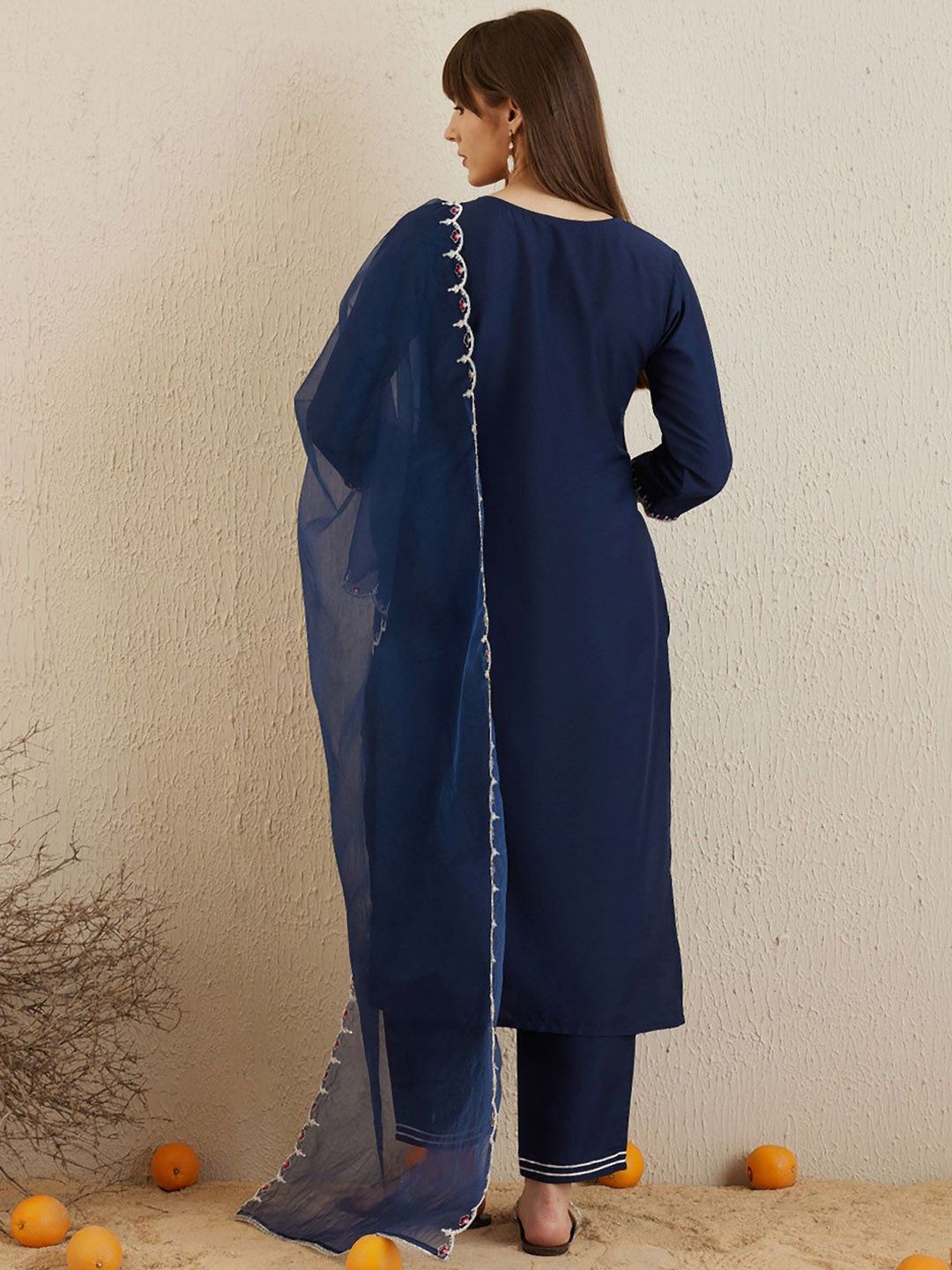 Ethnic Motifs Embroidered Regular Aari Work Kurta with Trousers & With Dupatta