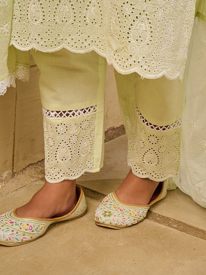 Women Ethnic Motifs Embroidered Cotton Kurta with Trousers & Dupatta