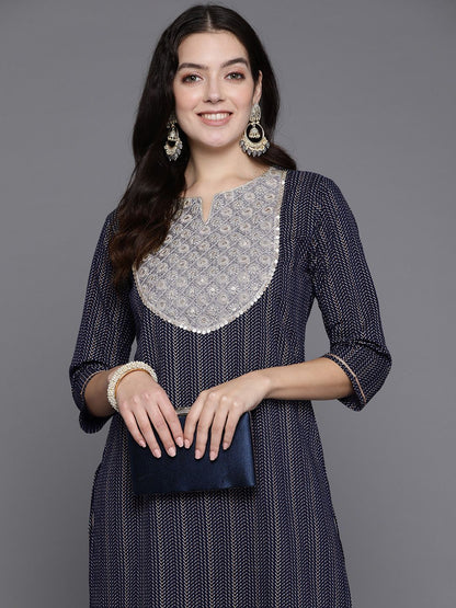 Dhiyona IE Women Ethnic Motifs Embroidered Sequinned Straight Kurta