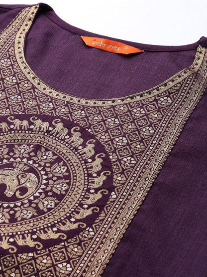 Dhiyona IE Women Purple Yoke Design Kurta with Palazzos & With Dupatta