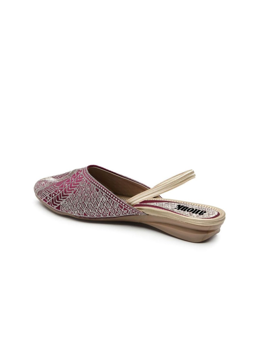 Dhiyona AK Women Leather Embroidered Backstrap Mules Flats