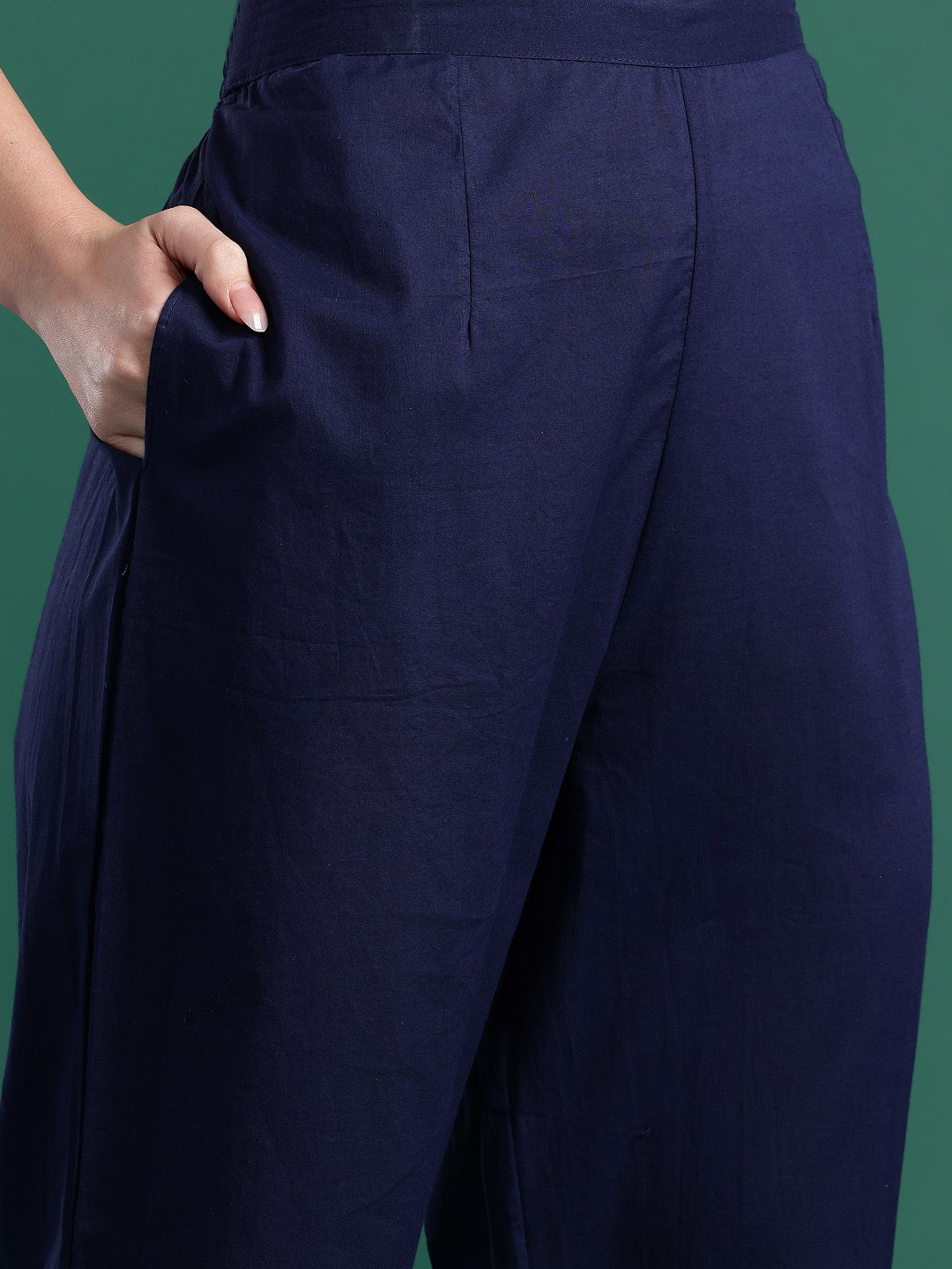 Floral Embroidered Pure Cotton Kurta with Trousers