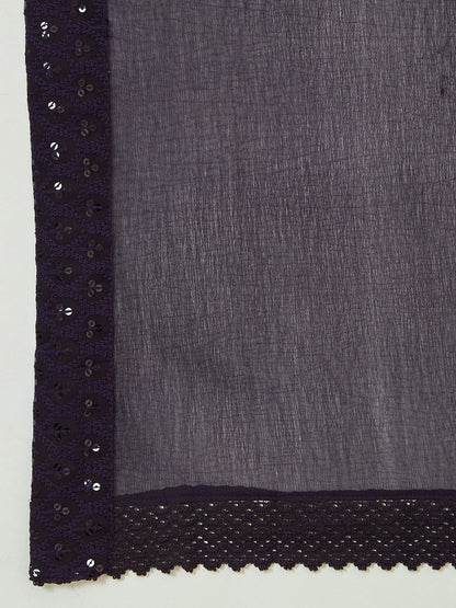 Dhiyona SO Women's Ethnic Motifs Embroidered Pleated Sequinned A-Line Kurta With Palazzos & Dupatta
