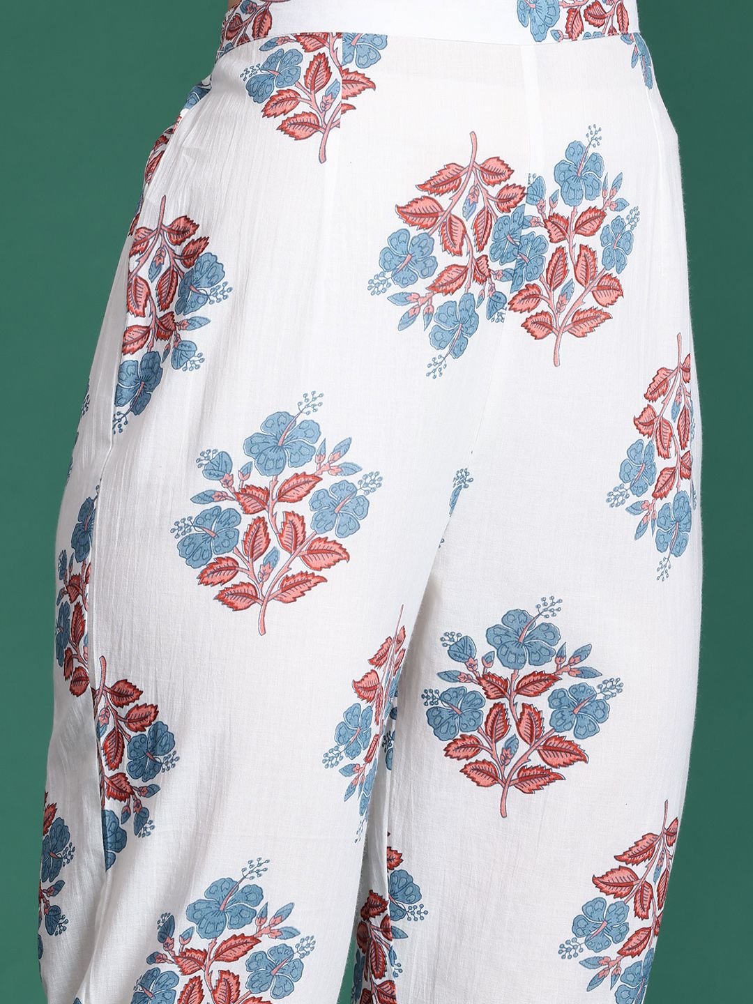Floral Printed Pure Cotton Kurta with Trousers
