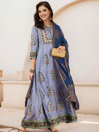 Dhiyona IS Women's Women Ethnic Motifs Print A-Line Maxi Dress