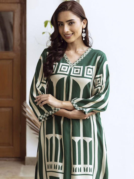 Dhiyona IE Geometric Printed Kurta with Palazzos