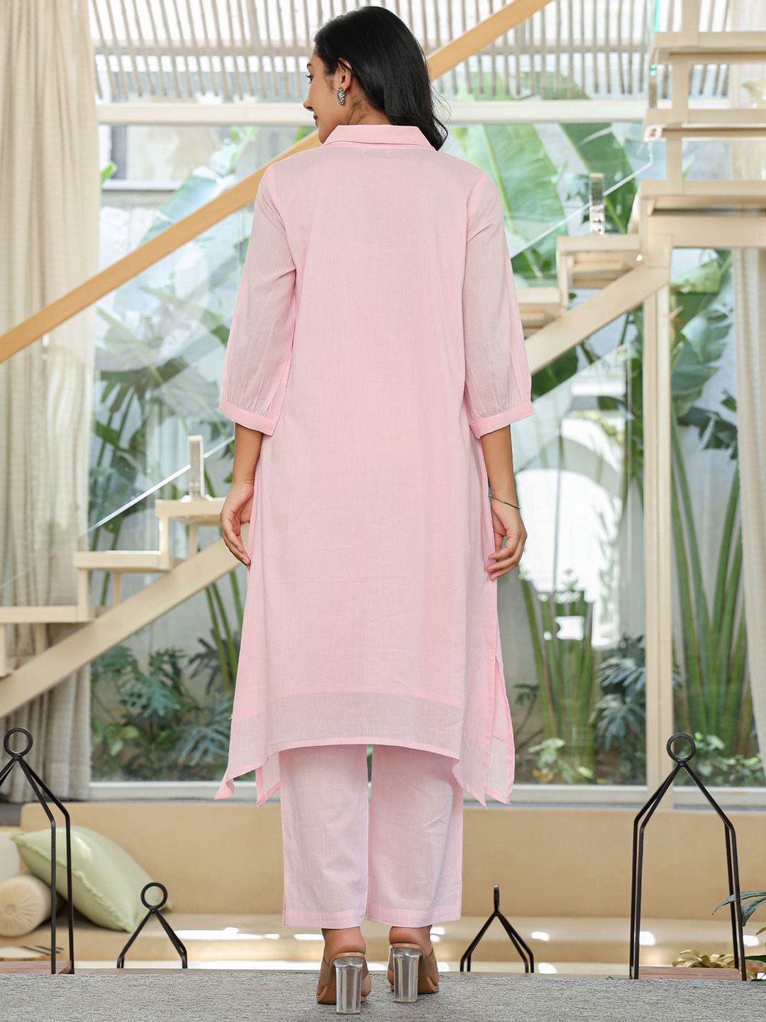 Women Floral Embroidered Regular Thread Work Pure Cotton Kurta with Trousers