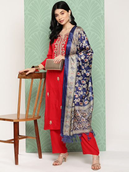 Dhiyona VA Women's Floral Yoke Design Regular Kurta with Trousers & With Dupatta