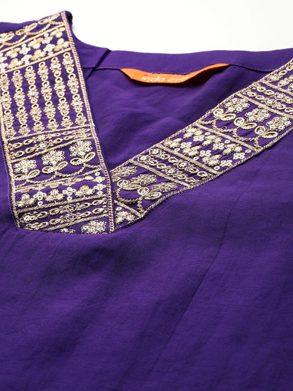Dhiyona IE Ethnic Motifs Embroidered Thread Work Kurta With Trousers & Dupatta