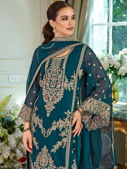 Dhiyona IE Women's Women Ethnic Motifs Embroidered Kurta & Trouser With Dupatta