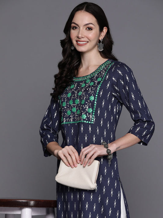 Dhiyona IE Ethnic Motifs Embroidered Mirror Work Kurta