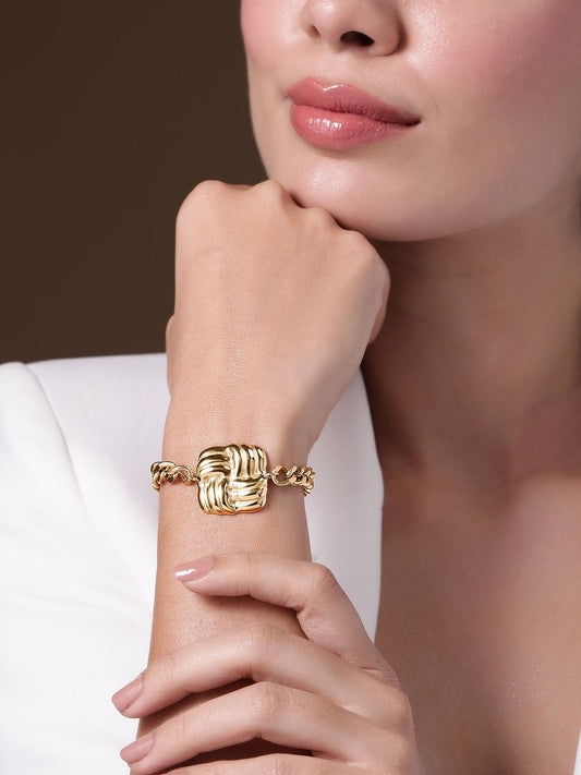 Dhiyona RJ Women's 18K Gold Plated Stainless Steel Tarnish-Free Waterproof Demi-Fine Chain Bracelet