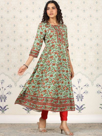 Dhiyona OD  Floral Printed Anarkali Kurta