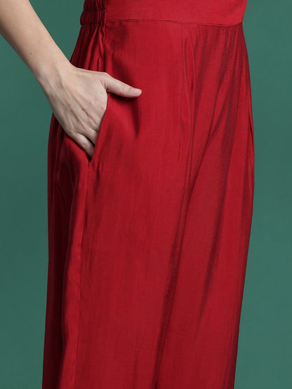 Women Floral Embroidered Thread Work Kurta with Trousers & With Dupatta