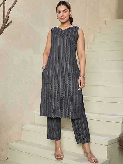 Dhiyona IE Printed Sleeveless Pure Cotton Tunic With Trouser