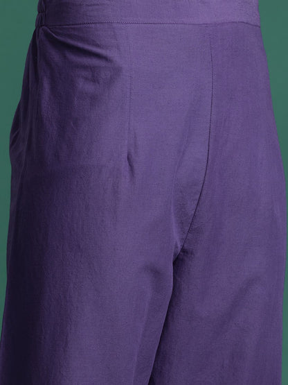 Floral Printed Beads & Stones Pure Cotton Kurta with Trousers & With Dupatta