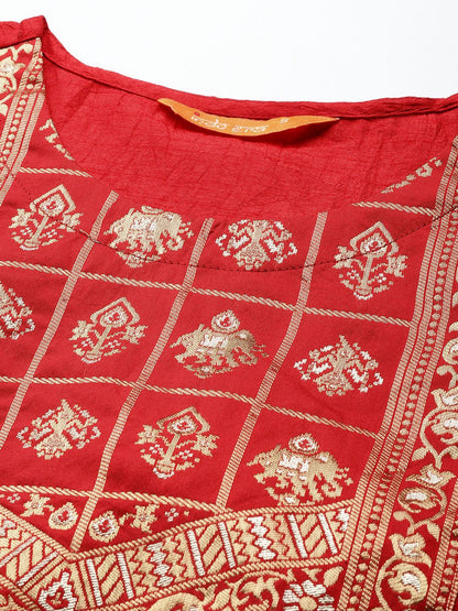 Dhiyona IE Ethnic Motifs Yoke Design Gotta Patti Detail Straight Kurta