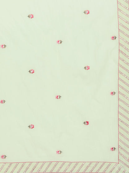 Dhiyona VA Women's Floral Embroidered Regular Thread Work Pure Cotton Kurta with Trousers & With Dupatta