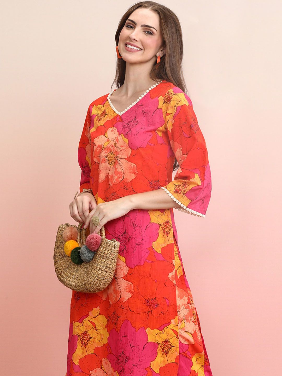 Dhiyona IE Printed Pure Cotton Tunic With Trousers Co-Ords