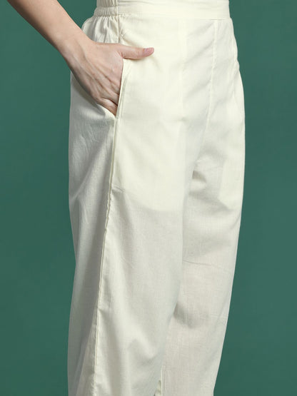 Dhiyona IE Floral Embroidered Pure Cotton Kurta with Trousers & Dupatta