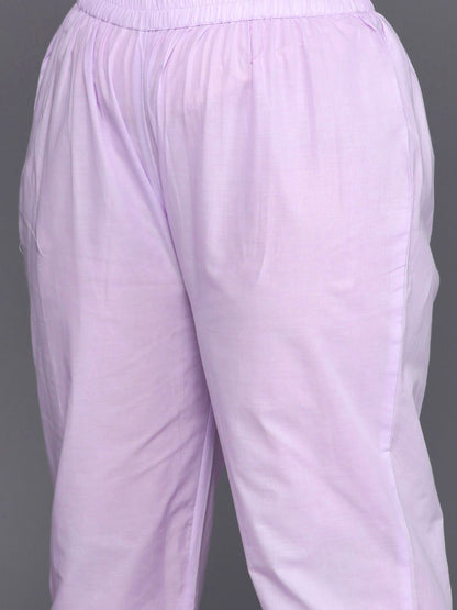 Dhiyona VA Women'sPlus Size Floral Embroidered Empire Thread Work Pure Cotton Kurta Set