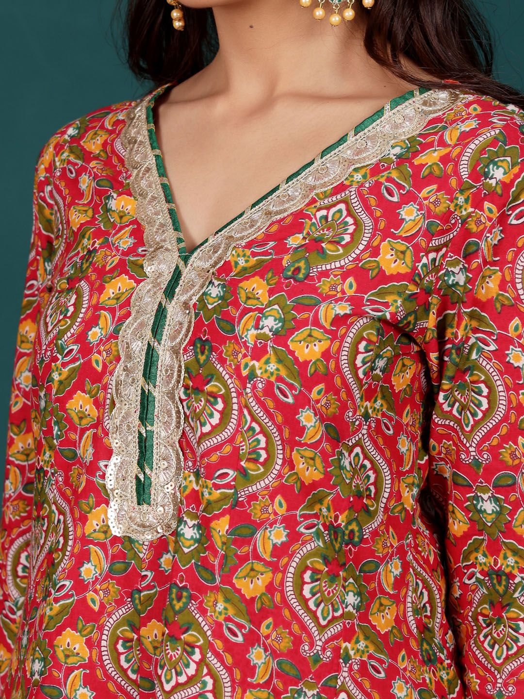 Dhiyona VA Women's Floral Printed Regular Kurta with Dhoti Pants & With Dupatta