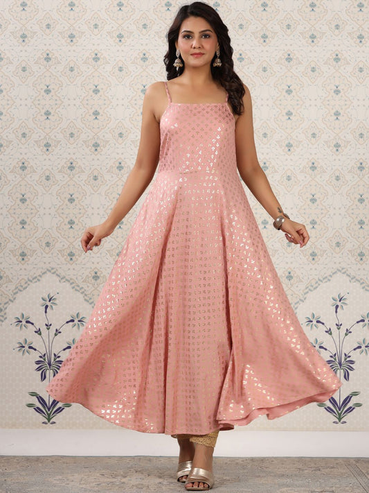 Dhiyona OD  Floral Printed Shoulder Straps Anarkali Kurta