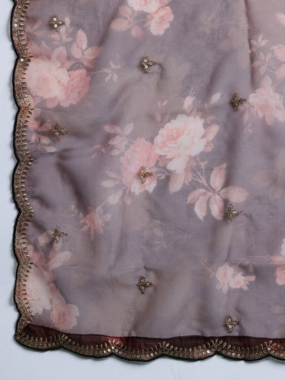 Dhiyona IE Ethnic Motifs Embroidered Sequinned Kurta With Trousers & Dupatta