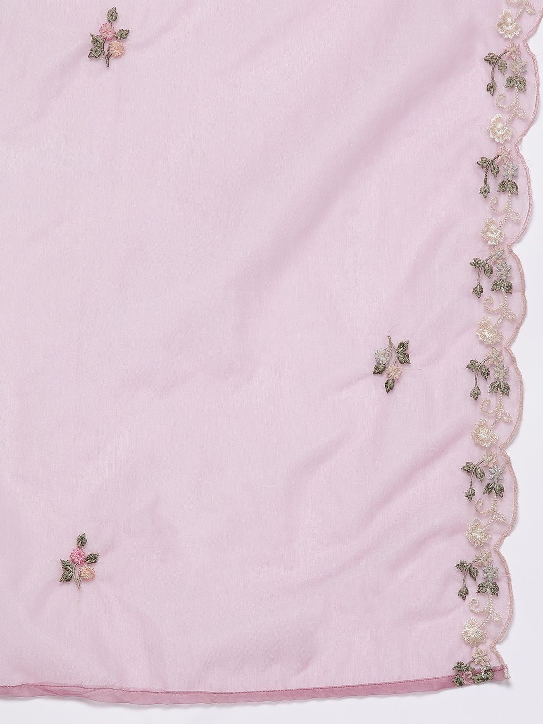 Dhiyona IE Plus Size Floral Embroidered Regular Thread Work Kurta with Trousers & Dupatta