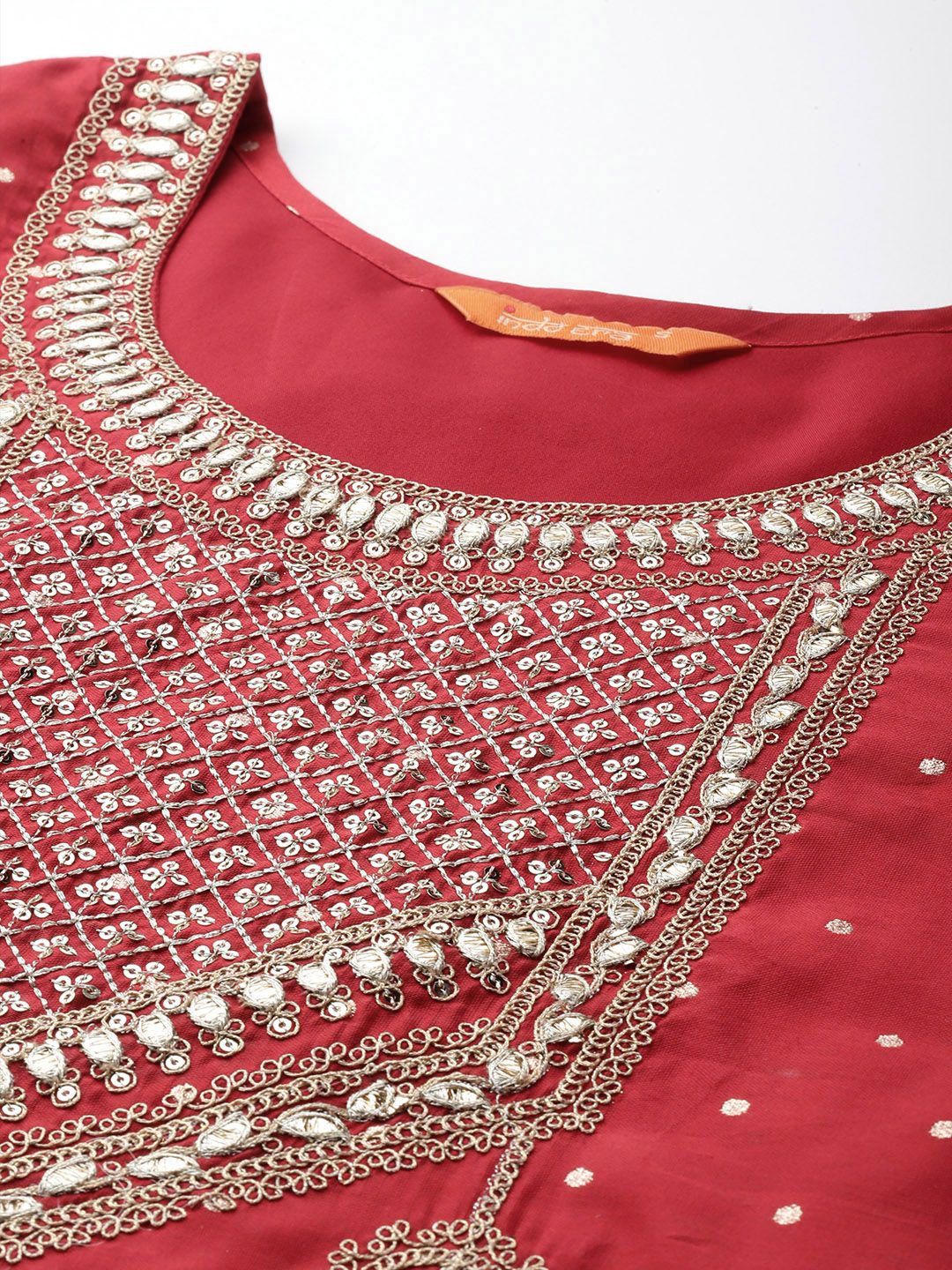Dhiyona IE Embroidered Sequinned Kurta With Trousers & Dupatta