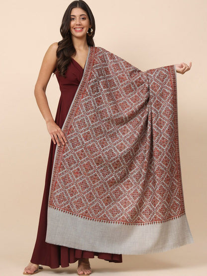 Dhiyona PA Floral Embroidered Pure Woolen Shawl