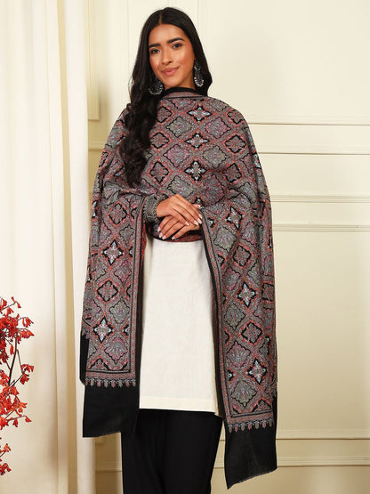 Dhiyona PA Paisley Embroidered Woollen Silk Shawl