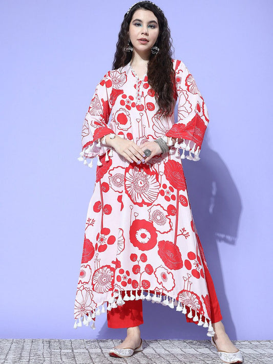 Dhiyona VA Women's Printed A-Line Kurta with Trousers
