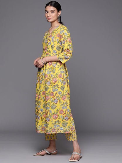 Dhiyona VA Women's Empire Pure Cotton Kurta with Trousers & With Dupatta
