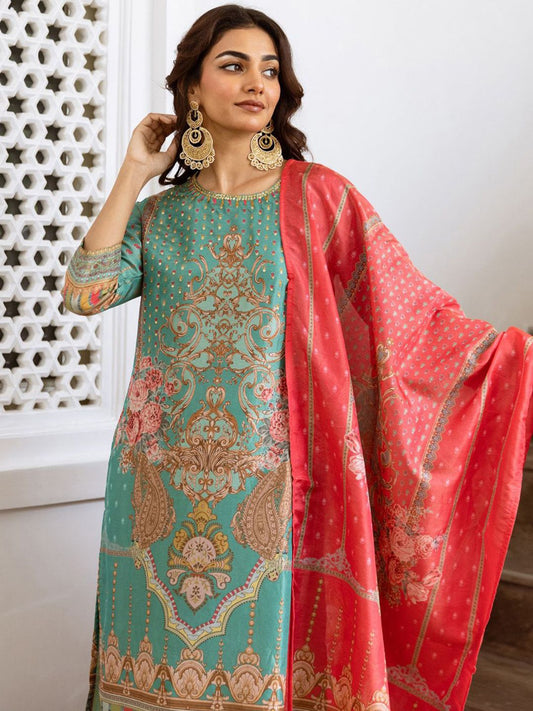 Women Floral Printed Regular Beads and Stones Kurta with Trousers & With Dupatta