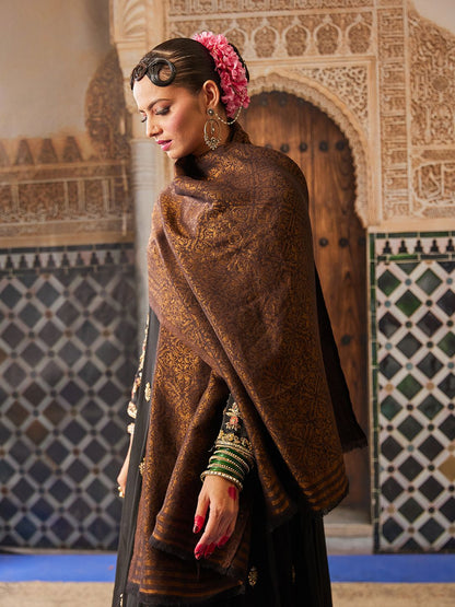 Dhiyona PA Women Floral Woven Design Reversible Shawl