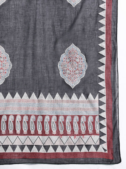 Embroidered Regular Beads & Stones Pure Cotton Kurta with Trousers & With Dupatta