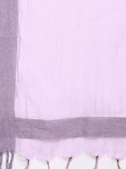 Dhiyona VA Women's Lavender & White Embroidered Kurta with Trousers & Dupatta